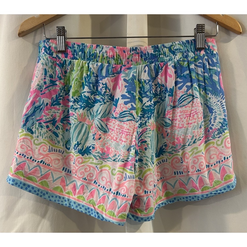 Lilly Pulitzer Katia Fished My Wish Pull On Shorts Size XS Blue Green‎ Pink - Picture 3 of 5